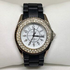 Vernier women’s watch quartz analog rhinestones silver tone  38mm running